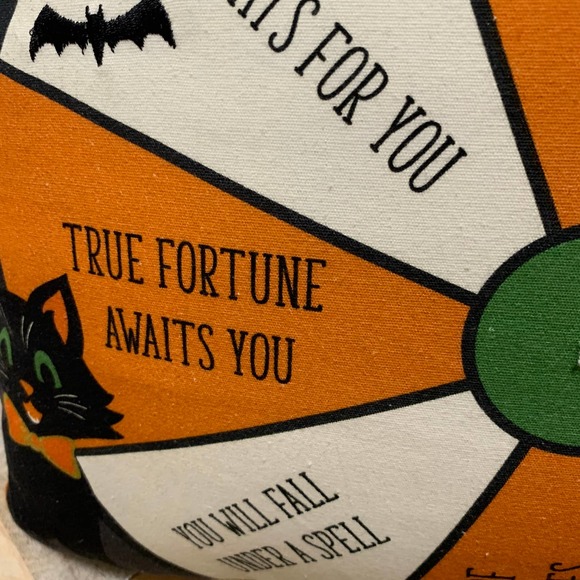 Isaac Mizrahi Fortune Teller Wheel Throw Pillow Halloween Decor Arrow Spins 18" - Picture 10 of 12